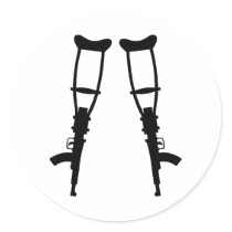 Machine Gun Crutches - End War Peace Stickers