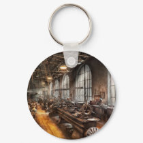 Machinist - A room full of Lathes Keychains