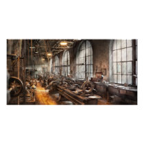Machinist - A room full of Lathes Custom Photo Card