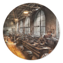 Machinist - A room full of Lathes Round Sticker