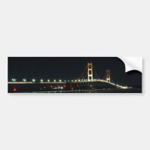 Mackinaw Bridge lit up at night Bumper Stickers
