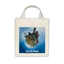 Mackinaw City, MI Save the Planet Tote Canvas Bags