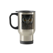 Macro Black and White Owl Travel Mug