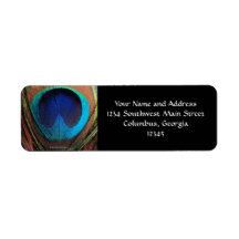 Macro Peacock Feather Rich Blues Photographic Return Address Label