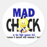 Mad Chick In The Fight ALS Round Stickers