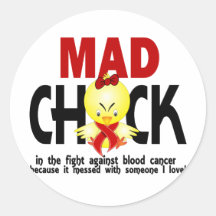 Mad Chick In The Fight Blood Cancer Round Sticker