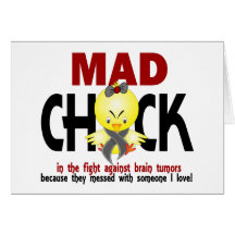 Mad Chick In The Fight Brain Tumour Greeting Card