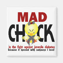 Mad Chick In The Fight Juvenile Diabetes Fridge Magnet