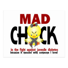Mad Chick In The Fight Juvenile Diabetes Postcards