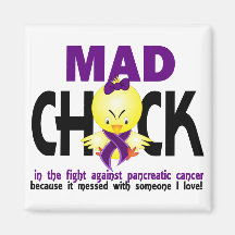 Mad Chick In The Fight Pancreatic Cancer Fridge Magnet