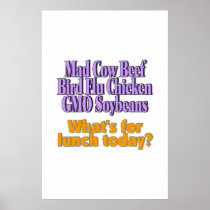 Mad Cow Beef, Bird Flu Chicken, GMO Soybeans. Posters