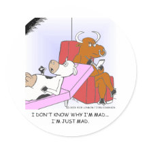 Mad Cow In Therapy Funny Gifts & Collectibles Stickers