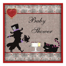 Mad Hatter & Cheshire Cat Baby Shower Tea Party Personalized Invites