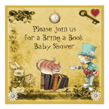 Mad Hatter & Cheshire Cat Bring a Book Shower Invitation