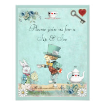 Mad Hatter Sip & See Baby Shower Announcements