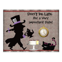 Mad Hatter Tea Party Save the Date Baby Shower Post Cards