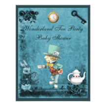Mad Hatter Wonderland Tea Party Baby Shower Custom Invitations