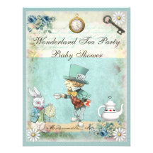 Mad Hatter Wonderland Tea Party Baby Shower Custom Announcement