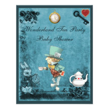 Mad Hatter Wonderland Tea Party Baby Shower Custom Invite