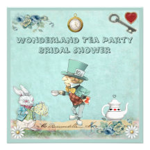Mad Hatter Wonderland Tea Party Bridal Shower Invitations