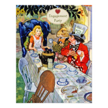 Mad Hatter's Engagement Party Personalized Announcements