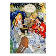 Mad Hatter's Tea Party Baby Shower Save the Date Custom Invitations