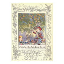 Mad Hatter's Wonderland Tea Party Bridal Shower Invitations