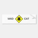 Mad Kitty Cat Crossing Sign Bumper Sticker