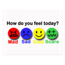 Mad, sad, glad & scare postcards