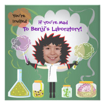 Mad Scientist Birthday Party Invitations