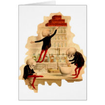 Mad Scientist Skeletons Greeting Card