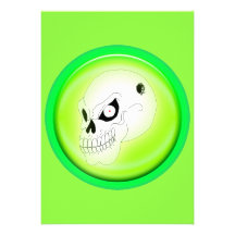 Mad Skull On Green Halloween Invitation Template