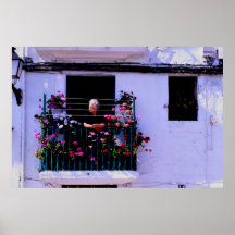 Madame avec des fleurs, Ibiza, Espagne Posters