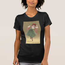 Madame avec Noël de cru de robe de gui T-shirts
