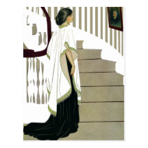 Madame élégante Ascends l'escalier Cartes Postales