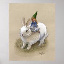 Madame Gnome et lapin Posters