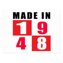 Made In 1948 Birthday Designs Post Cards