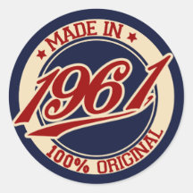 Made In 1961 Round Sticker