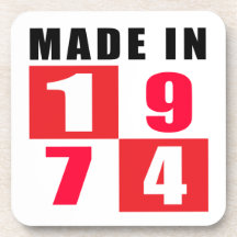 Made In 1974 Birthday Designs Beverage Coaster