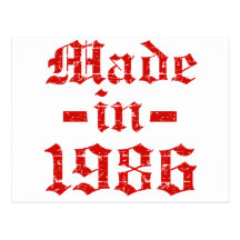 Made in 1986 designs post card