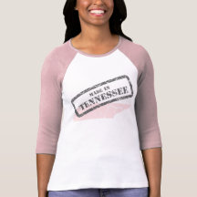 Made in Tennessee Grunge Map Ladies Pink Raglan T-shirts