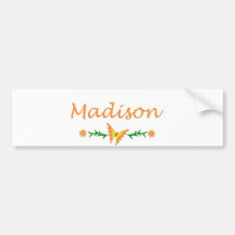 Madison (Orange Butterfly) Bumper Sticker