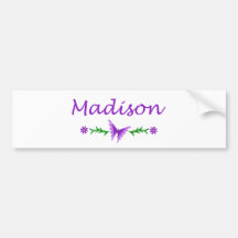 Madison (Purple Butterfly) Bumper Stickers