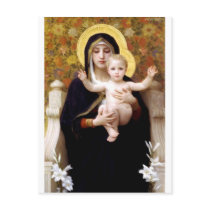 Madona with lilies Bouguereau antique painting Postcards