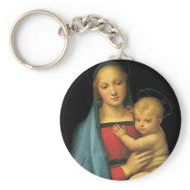 Madonna And Child, Madonna del Granduca by Raphael Key Chains