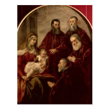 Madonna and child with four Statesmen Post Cards