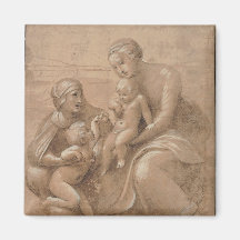 Madonna col bambino san giovannino e Sant Elisabet Refrigerator Magnet