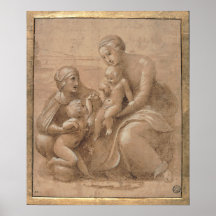 Madonna col bambino san giovannino e Sant Elisabet Poster
