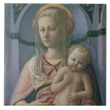 Madonna et enfant (tempera sur le panneau) carreaux en céramique