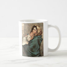 Madonna in Scarf Holds Baby Jesus Mugs